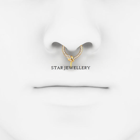 Solid Gold Diamond Snake Septum Clicker Piercing