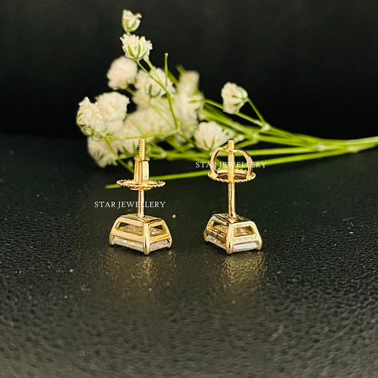2.00 Ct Moissanite Emerald Stud Earring