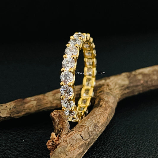 Colorless Brilliant Round Cut Moissanite Eternity Wedding Band