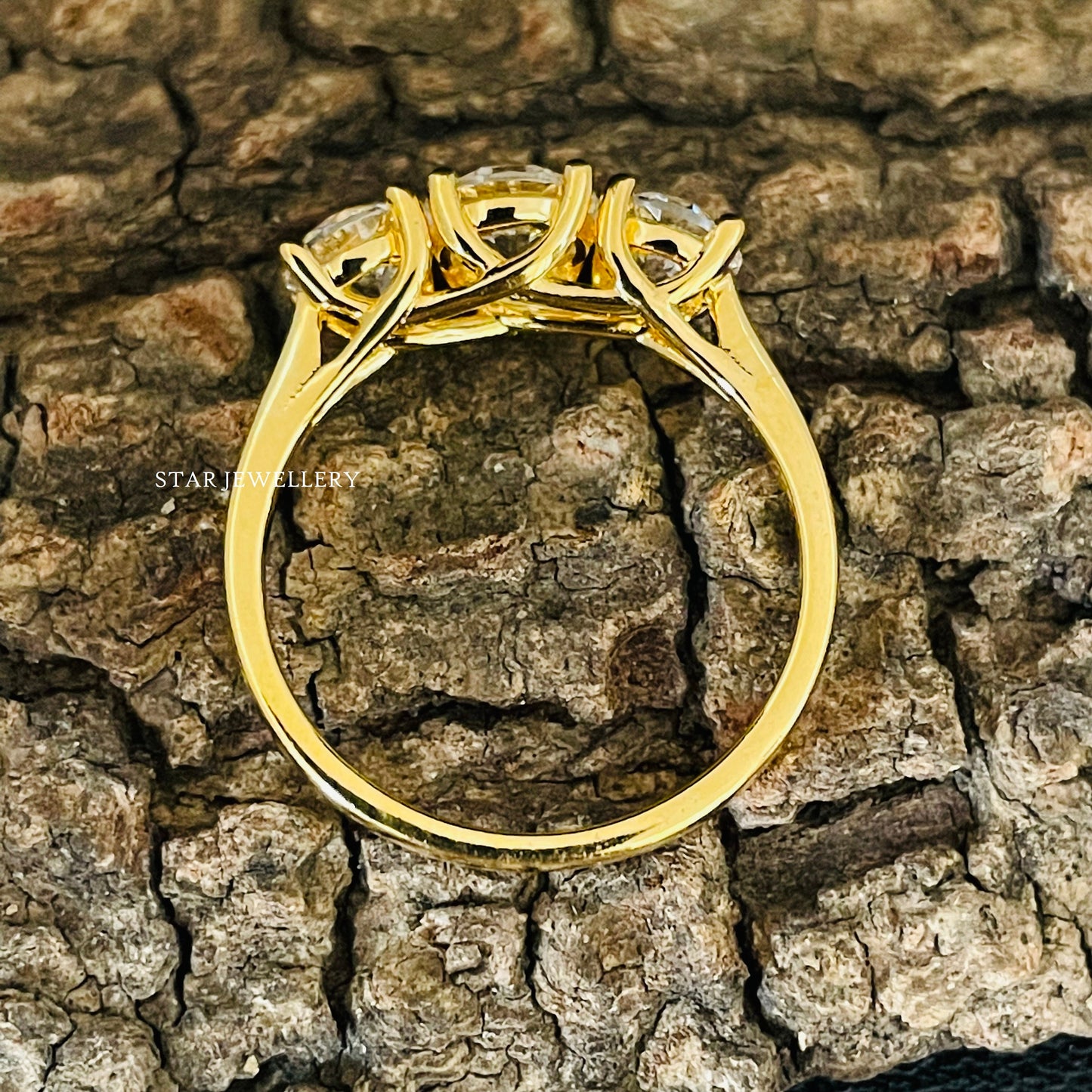 Trio Stone CVD Diamond Engagement Ring