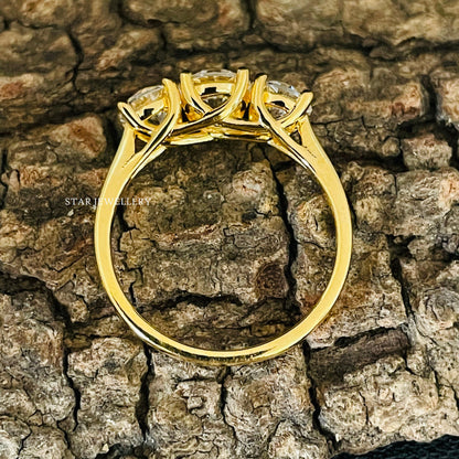 Trio Stone CVD Diamond Engagement Ring