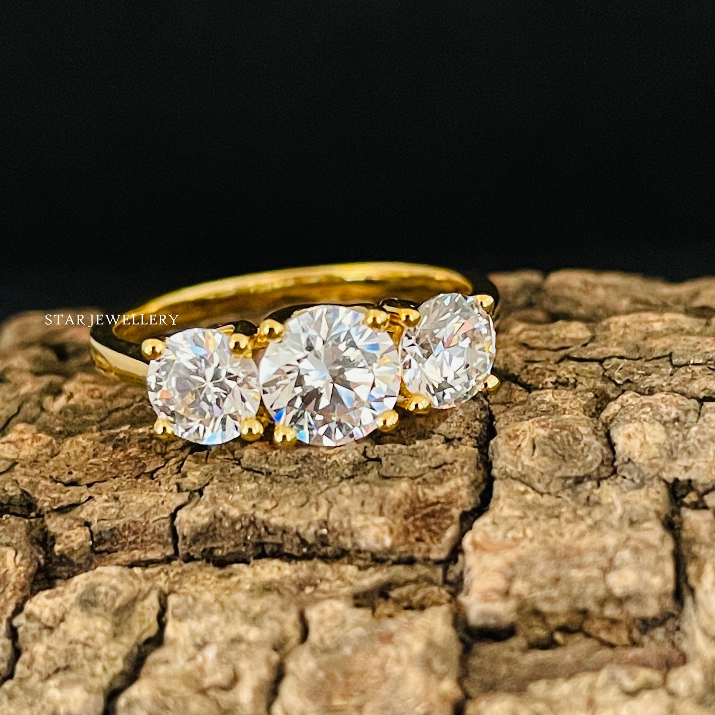 Trio Stone CVD Diamond Engagement Ring