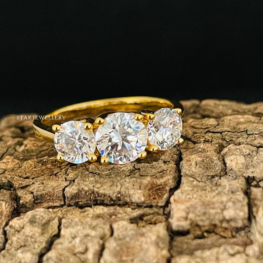 Trio Stone CVD Diamond Engagement Ring