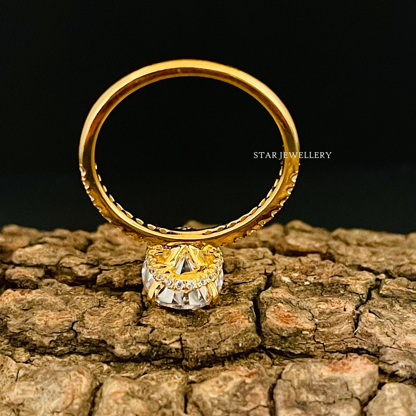 3.00 Ct Colorless Oval Cut Moissanite Hidden Halo Ring