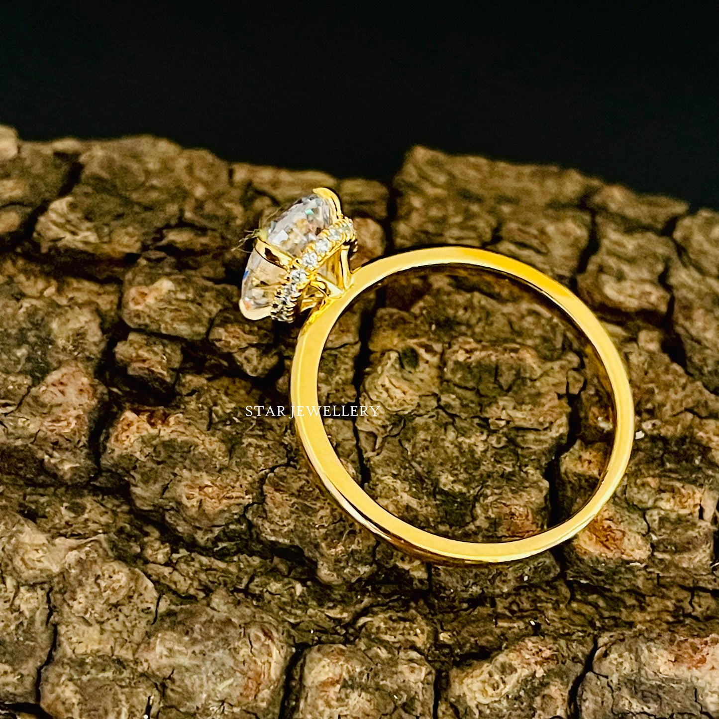 3.00 Ct Colorless Oval Cut Moissanite Hidden Halo Ring