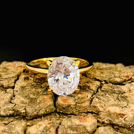 3.00 Ct Colorless Oval Moissanite Wedding Proposal Ring