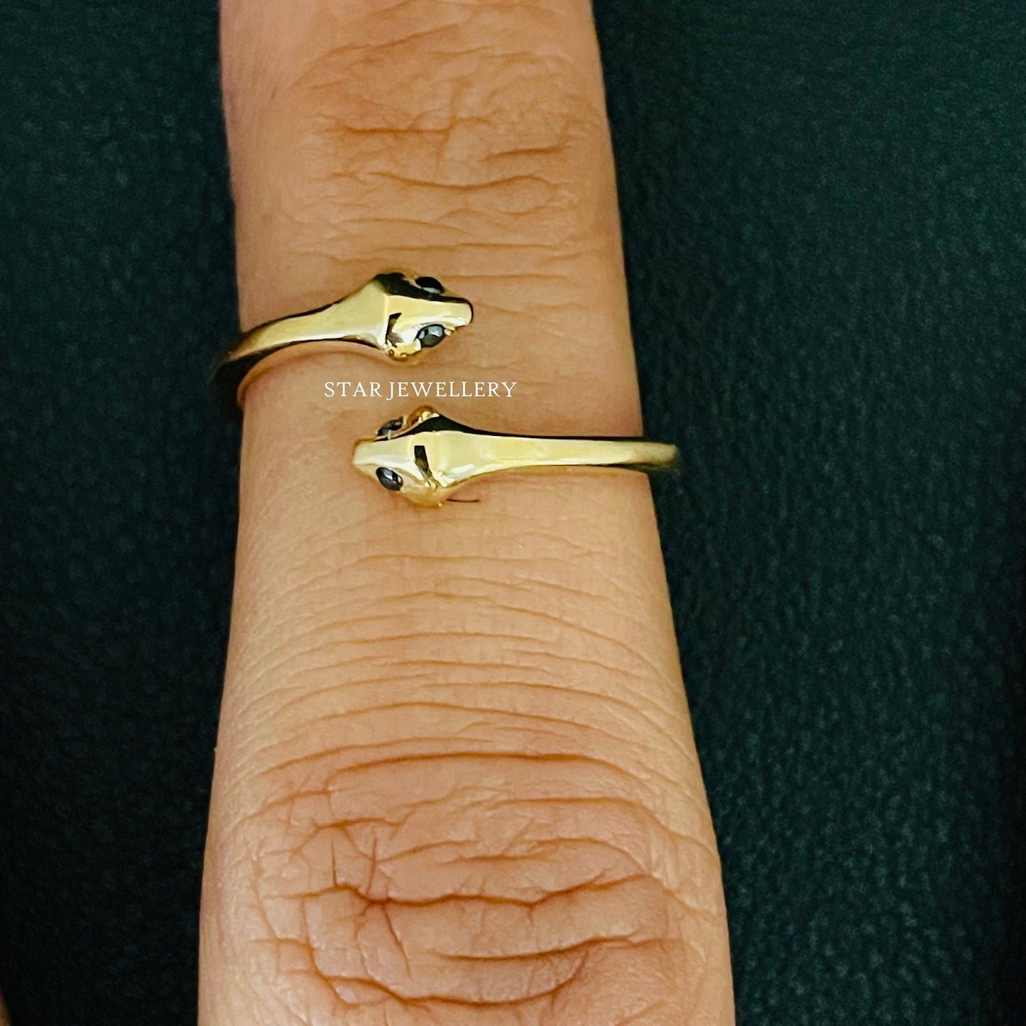 Antique 14K Solid Gold Dual Snake Open Ring