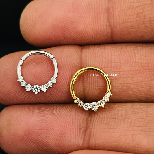 Natural Diamond Solid Gold Daith Piercing