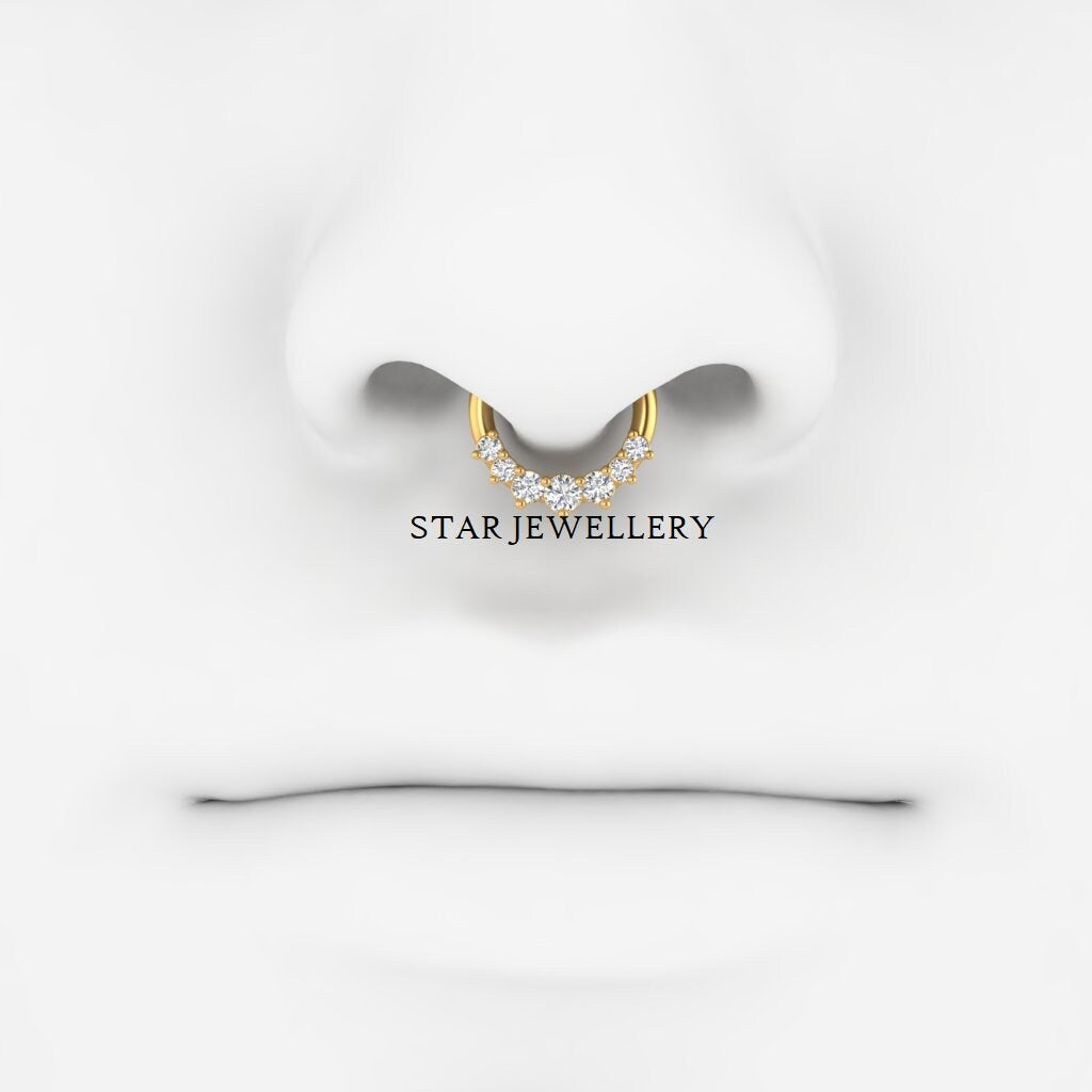 Natural Diamond Solid Gold Daith Piercing
