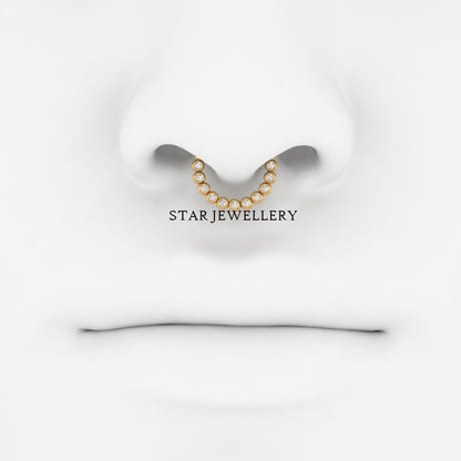 14K Solid Gold Bezel Set Minimalist Diamond Daith Clicker