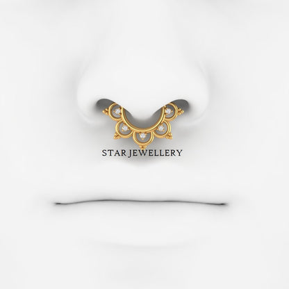 Diamond Septum Nose Ring in 14K Gold