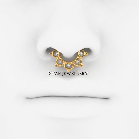 Diamond Septum Nose Ring in 14K Gold