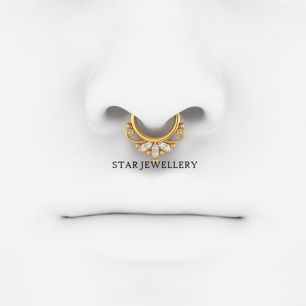 14K Solid Gold Marquise Shape Diamond Daith Piercing