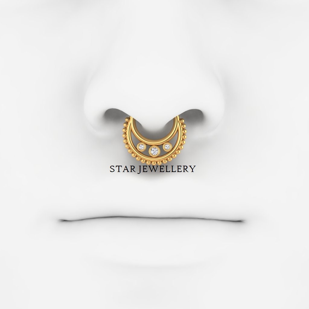 Bezel Set Natural Diamond Daith Piercing