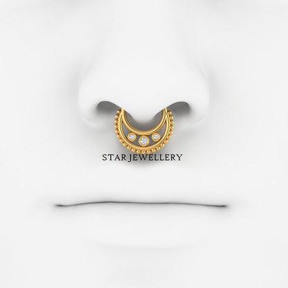 Bezel Set Natural Diamond Daith Piercing
