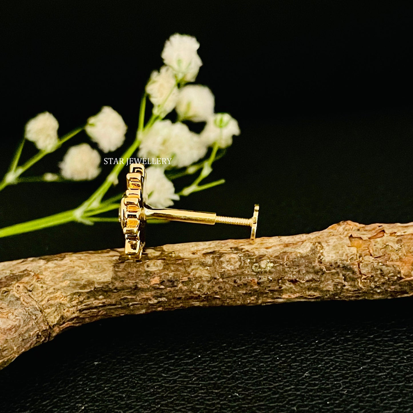 Sun Fire Diamond Stud Piercing with 14K Solid Gold