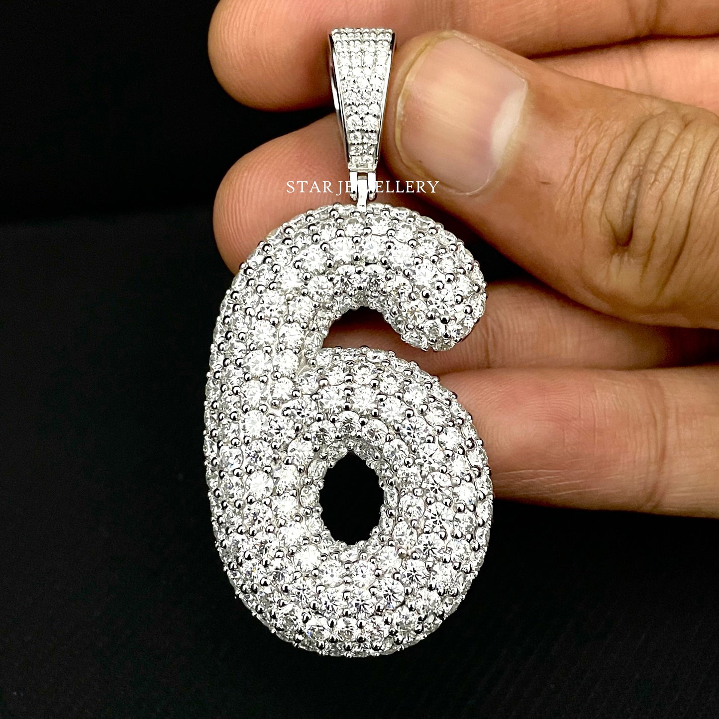 Icedout Moissanite Bubble Number Pendant