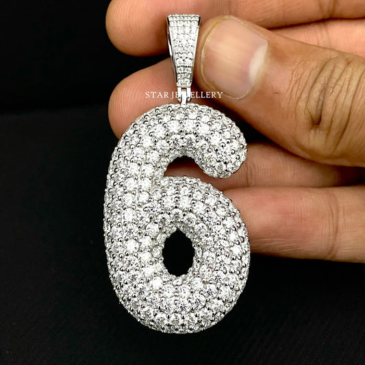 Icedout Moissanite Bubble Number Pendant
