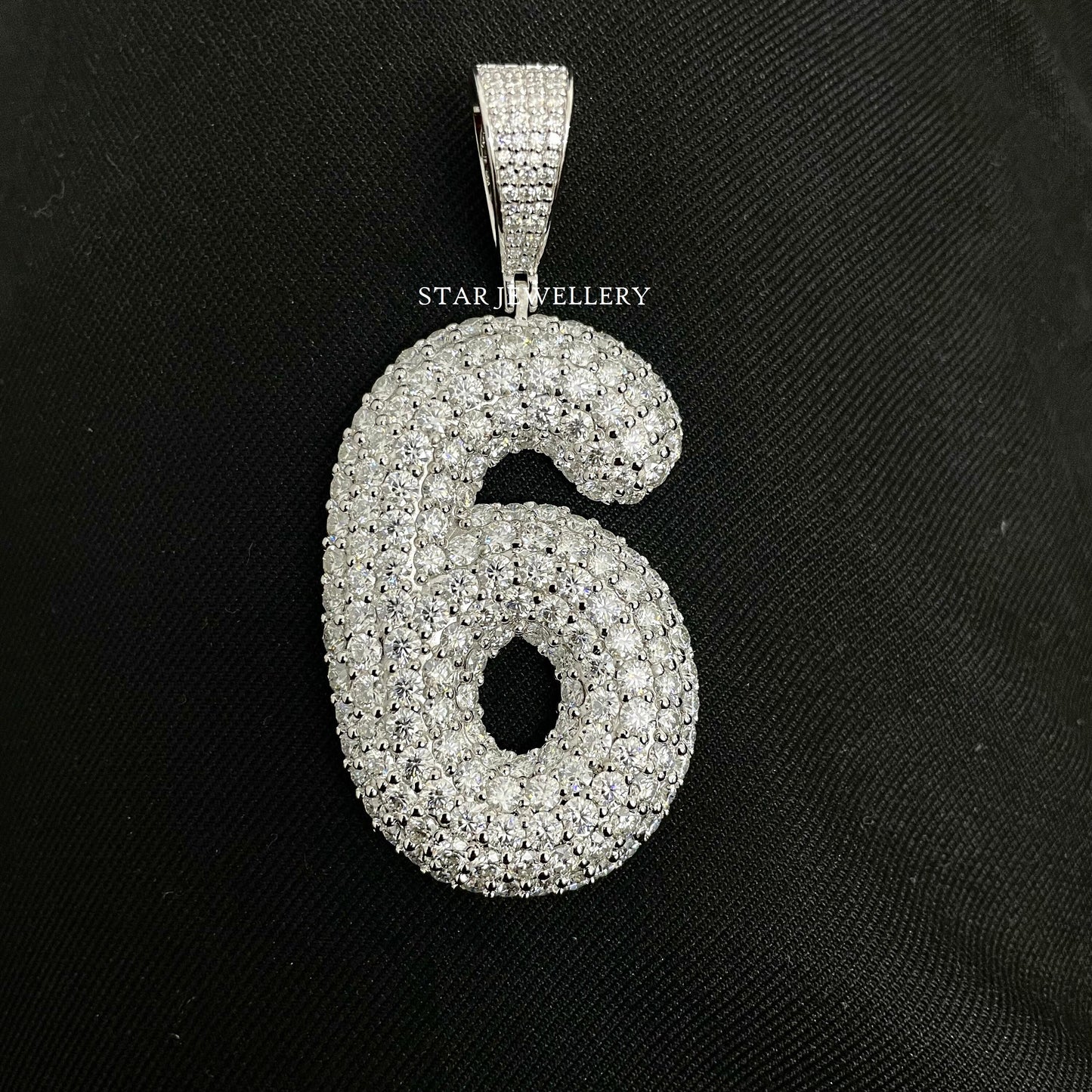 Icedout Moissanite Bubble Number Pendant