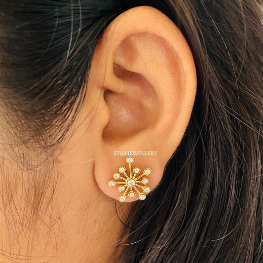 14K Gold Diamond Firework Earring