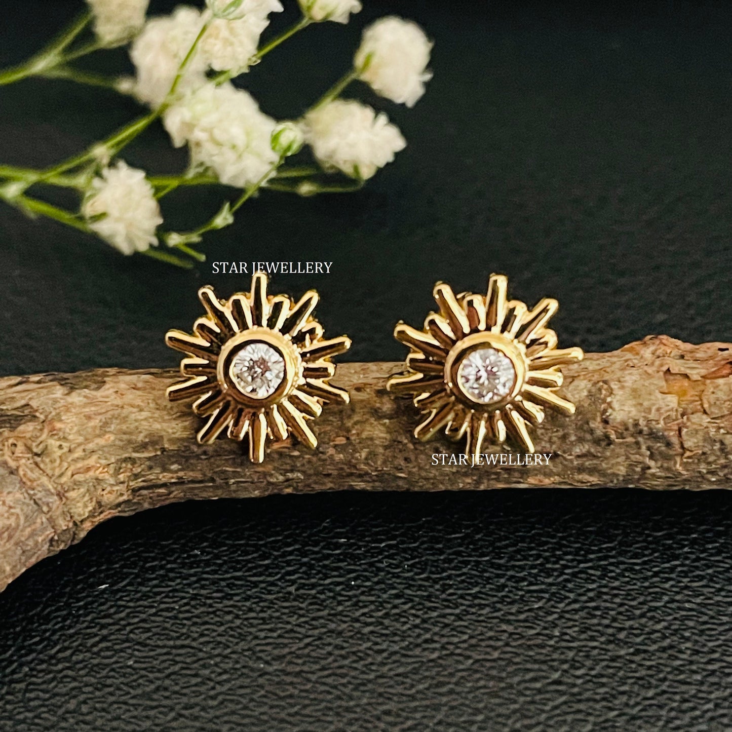 Sun Fire Diamond Stud Piercing with 14K Solid Gold