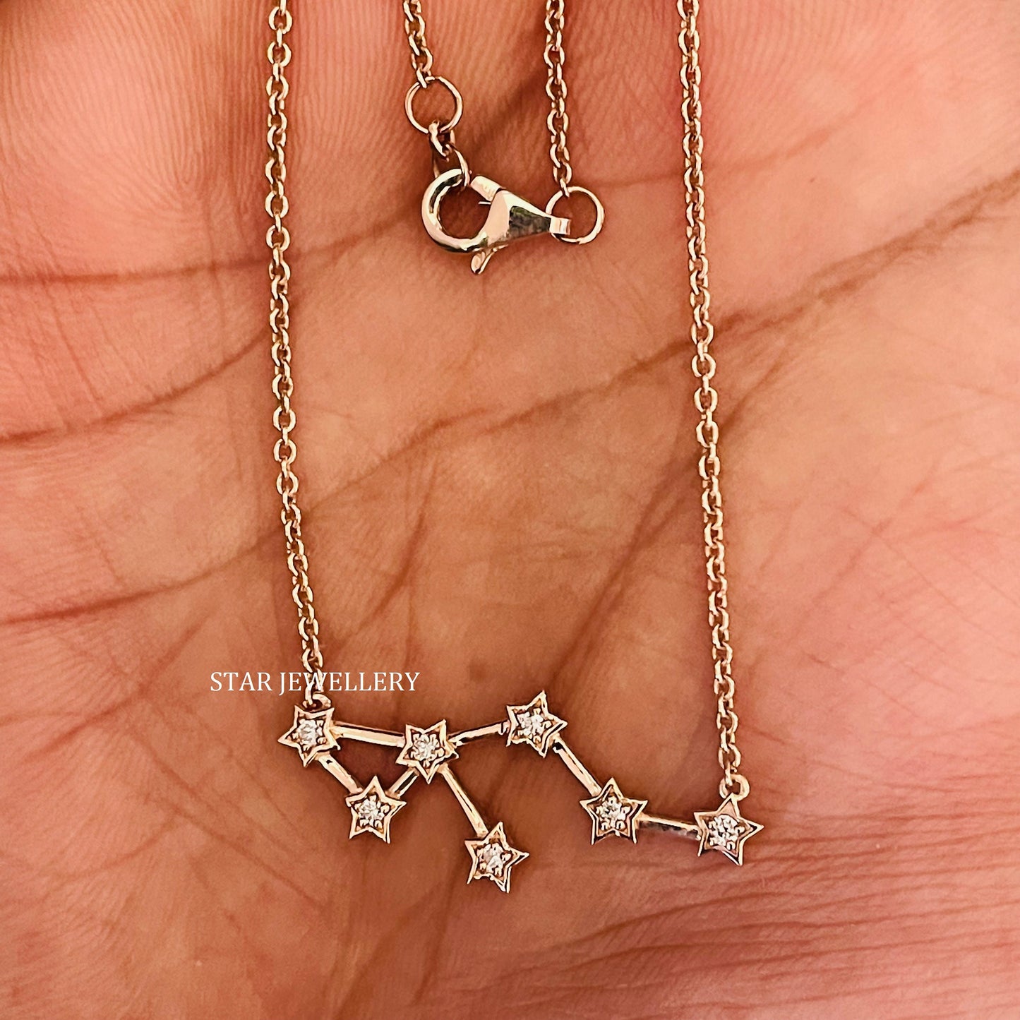 14K Solid Gold Leo Zodiac Constellation Necklace