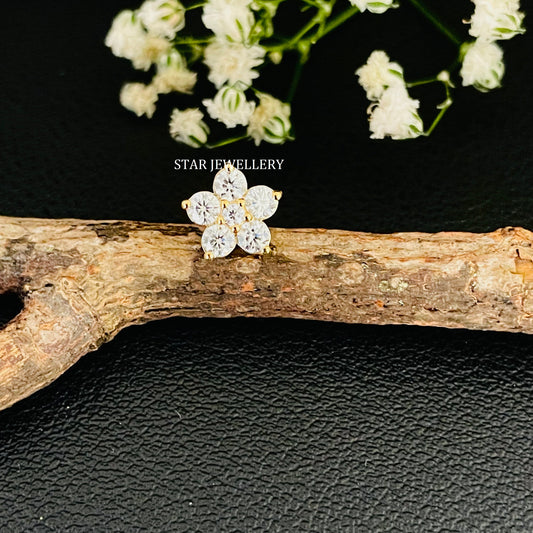 Natural Diamond Flower Stud for Ear Piercing