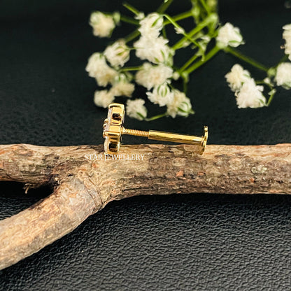 Natural Diamond Flower Stud for Ear Piercing