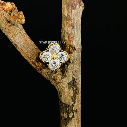 14K Solid Gold Four Stone Moissanite Diamond Earring