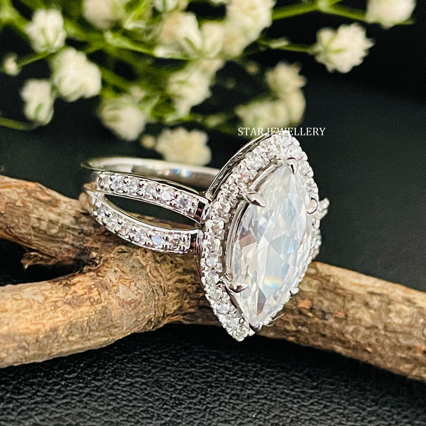 1.50 CT IGI Certified Marquise Cut Lab Grown Diamond Engagement Ring