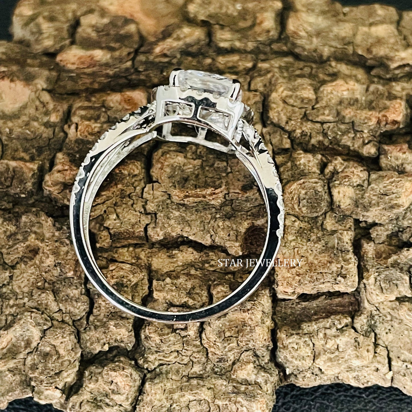2.00 CT Cushion Cut Colorless Moissanite Engagement Ring