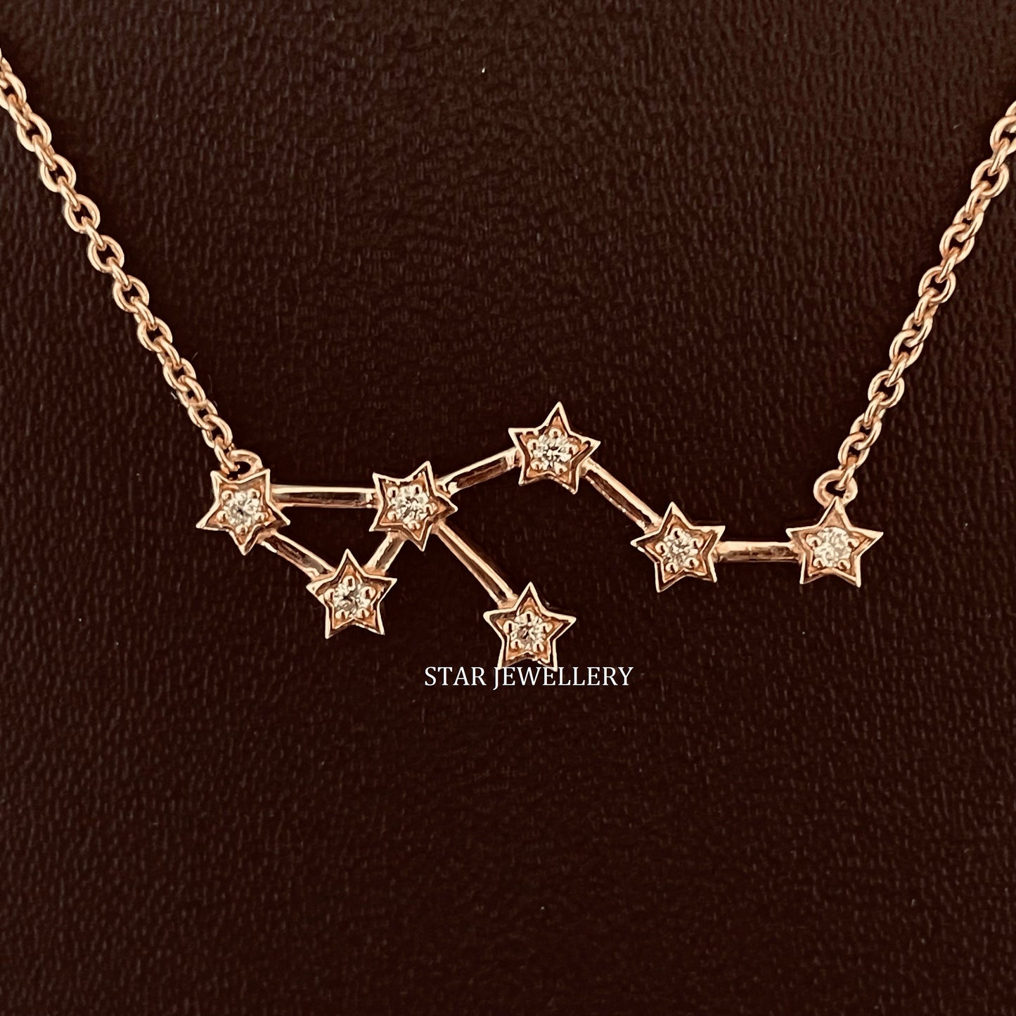 14K Solid Gold Leo Zodiac Constellation Necklace