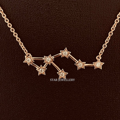 14K Solid Gold Leo Zodiac Constellation Necklace