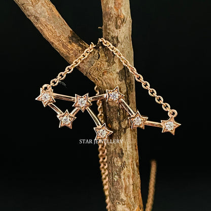 14K Solid Gold Leo Zodiac Constellation Necklace