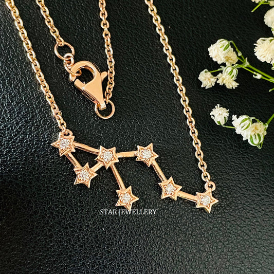 14K Solid Gold Leo Zodiac Constellation Necklace