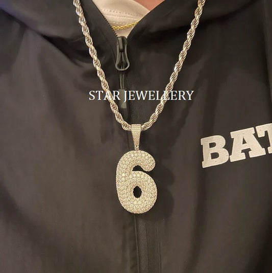 Icedout Moissanite Bubble Number Pendant