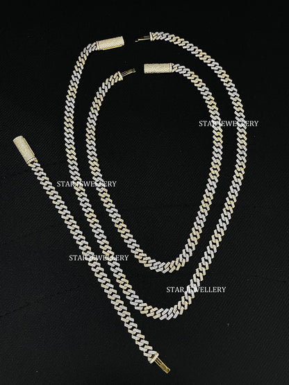 Unisex VVS Moissanite 8 mm Cuban Necklace