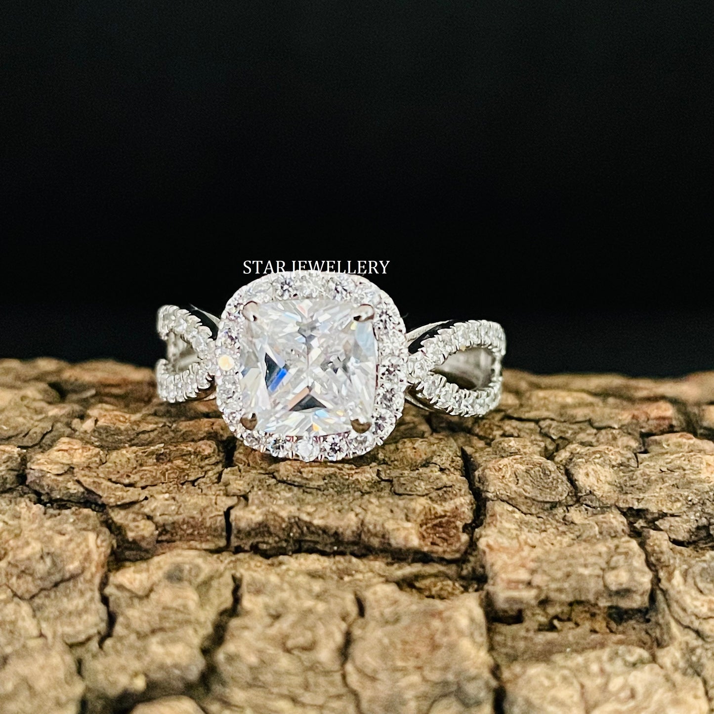 2.00 CT Cushion Cut Colorless Moissanite Engagement Ring