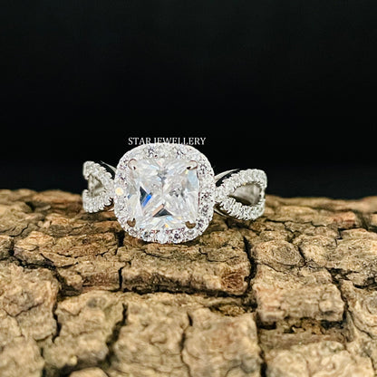 2.00 CT Cushion Cut Colorless Moissanite Engagement Ring