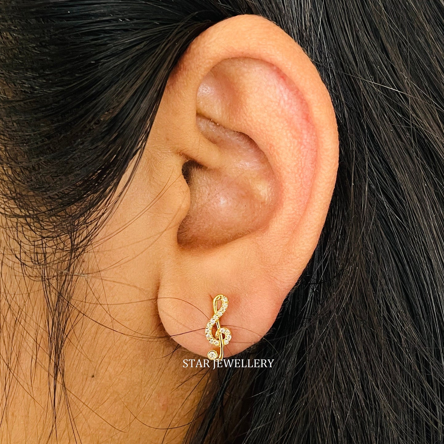 Diamond Music Note Earring