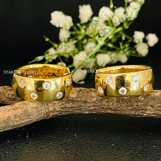 14K Solid Gold Flush Set Diamond Hoop