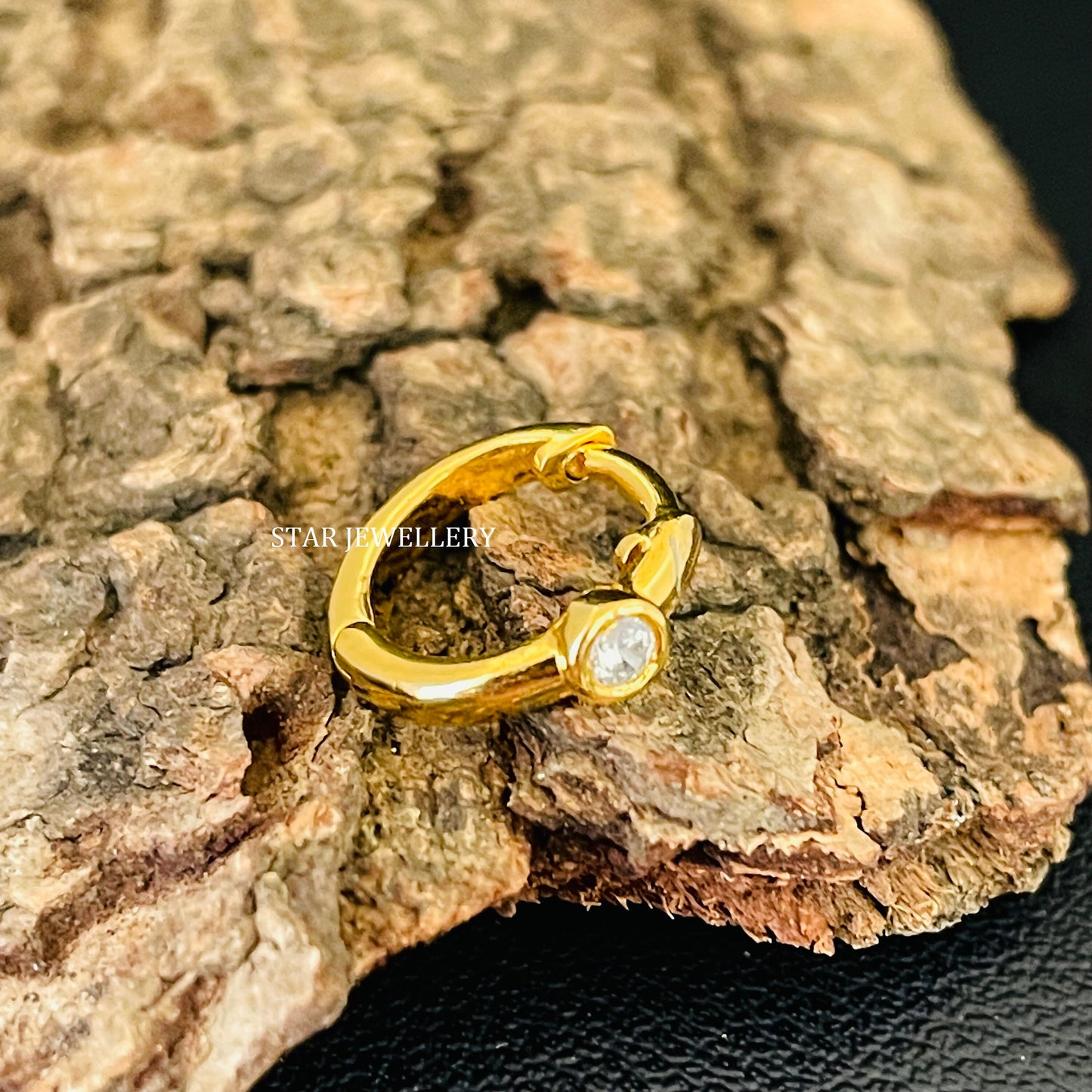 Bezel Set Natural Diamond Huggie Hoop Earring