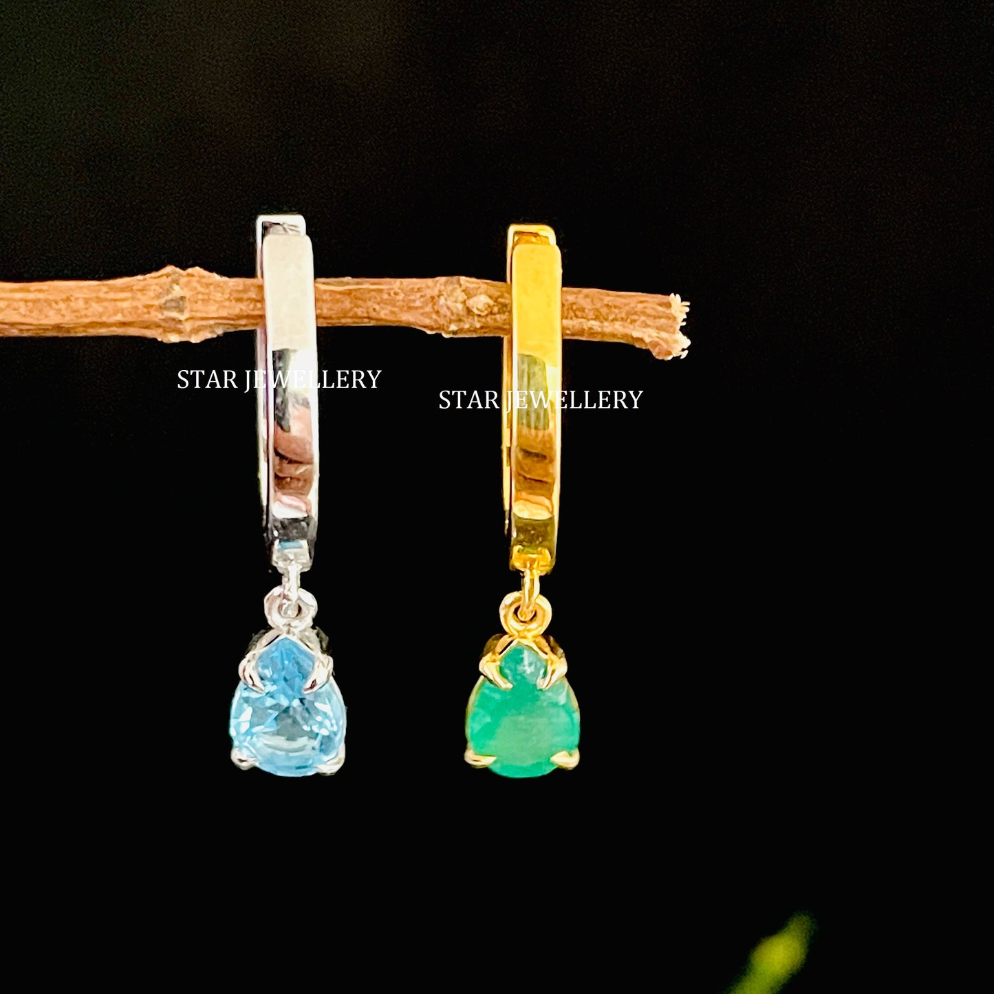 Emerald Drop 14K Solid Gold Earring