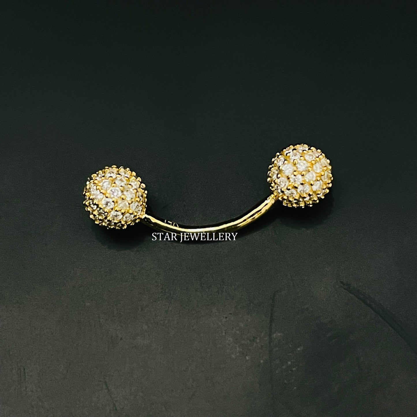 14K Solid Gold Diamond Ball Belly Button Piercing