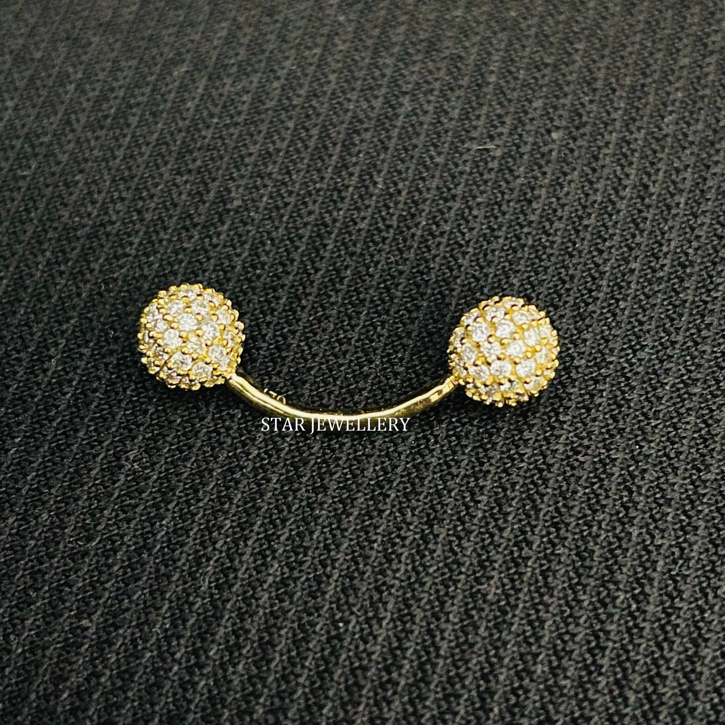 14K Solid Gold Diamond Ball Belly Button Piercing