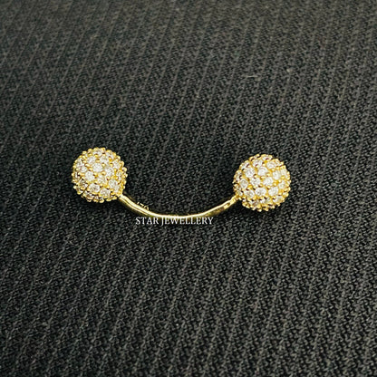 14K Solid Gold Diamond Ball Belly Button Piercing