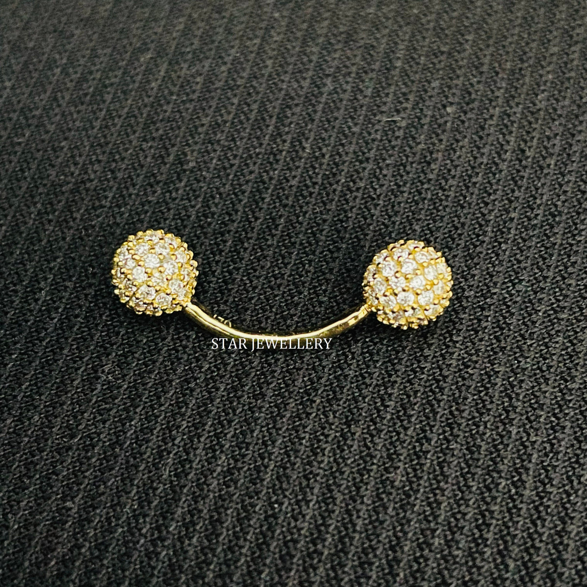 14K Gold Diamond Ball Barbell Piercing: 5mm Bead