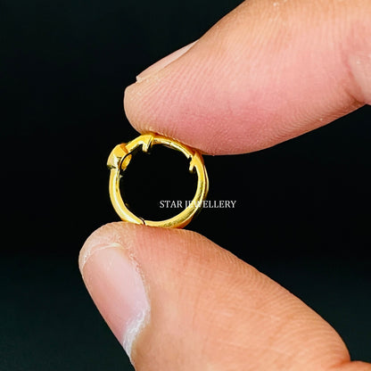 Bezel Set Natural Diamond Huggie Hoop Earring