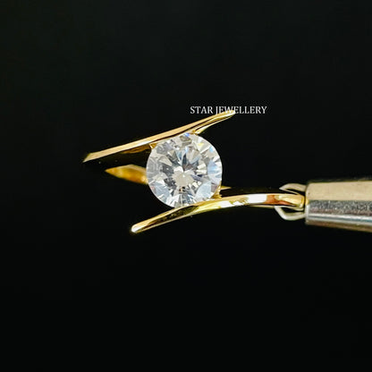 14K Solid Gold Brilliant Round Cut Solitaire CVD Engagement Ring