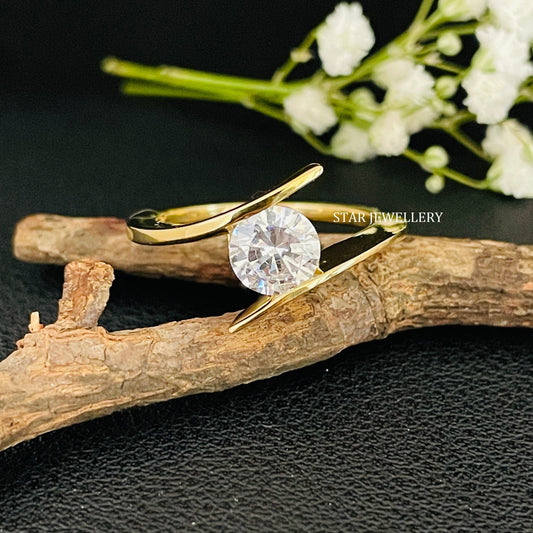 14K Solid Gold Brilliant Round Cut Solitaire Moissanite Engagement Ring